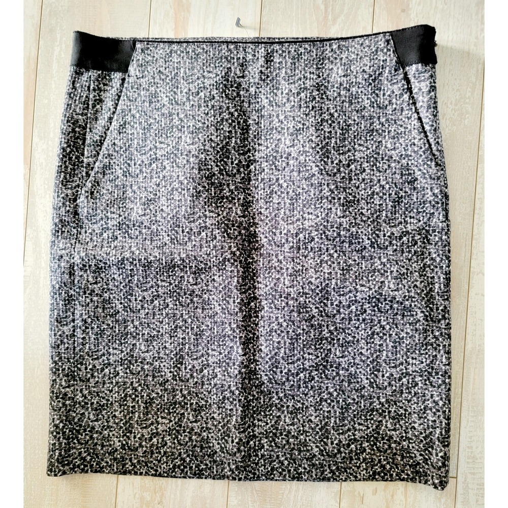 Theory 4 Skirt Black Gray White Pencil Tweed Uniform Dot Side Zip NWT RV‎ $215